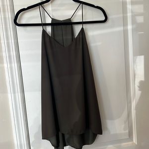 Express olive green tank top with peephole back